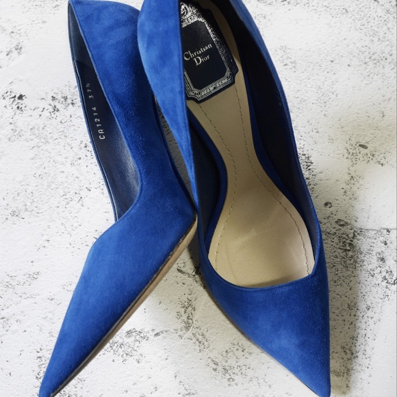 Christian Dior Graded Heel Pumps in Blue Suede Calfskin 37.5 - Picture 4 of 8
